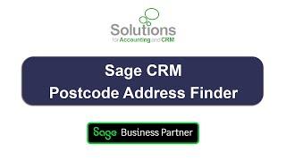 Sage CRM - Postcode Address Finder