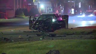 SCENE VIDEO: Two dead, two officers hospitalized in early morning Warren crash