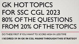 Important Topics in GK for SSC CGL 2023 | Don't Leave these