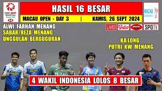 SABAR/REZA & ALWI Menang ~ Hasil 16 Besar Macau Open 2024 Hari Ini ~ 4 Wakil Lolos 8 Besar