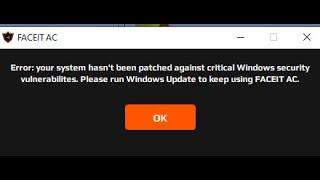 Как обновить винду 2023 для анти чита faceit!Please run Windows Update to keep using faceit ac.