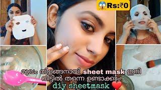 How to make sheet mask at home with tissue paper | homemade sheet mask  | DIY sheet mask | malayalam