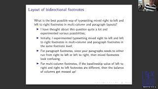 TUG 2022 — Vafa Khalighi — Bidirectional multi-columns and paragraph footnotes in TeX