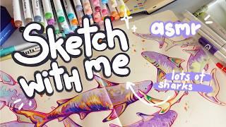 filling a huge sketchbook spread || asmr painting