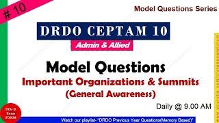 DRDO CEPTAM Previous year question paper | A & A | STA-B | General Awareness | Imp Organisation