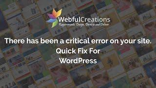 There Has Been A Critical Error On Your Website. WordPress