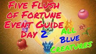 Five Flushes of Fortune Blue Creatures Day 2 Guide | Genshin Impact