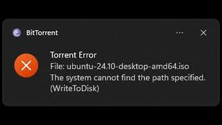  Torrent write to disk WriteToDisk error - easy fix