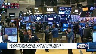 Dow Jones soars over 1,000 points in one day