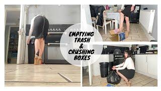 4K | ASMR | Emptying Trash & Crushing Boxes | No Talking | Housewife Doing Chores