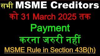 सभी MSME Creditors का Payment 31-03-25 तक करना जरुरी नहीं | Section 43B (h) | MSME Payment Rules |