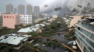 Brutal chaos in Taiwan! Typhoon-like storm hits Taichung, people seek shelter