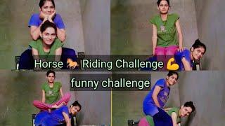 horse Riding challenge with sister #funny #challenge