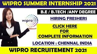 Wipro Summer Internship 2021 | Wipro Jobs for Freshers | Wipro Recruitement 2021