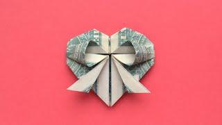 My MONEY HEART WITH BOW | Dollar Origami for Valentine's Day | Tutorial DIY by NProkuda