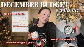 december *budget* with me  | income vs expenses, december financial goals, wealth dashboard q&a