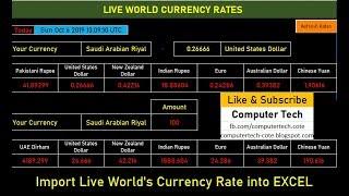 Importing Live World's Currency Rate into Excel