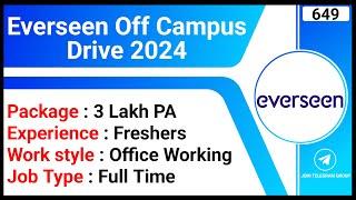 Everseen Off Campus Drive 2024 | Package 3 Lakh PA | Data Analyst Job | Hyderabad Jobs