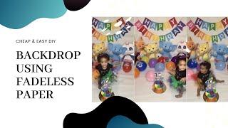 CHEAP and EASY DIY Backdrop using Fadeless Paper-first birthday:Word Party