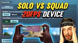 Solo vs squad in 20 fps device  Low end device bgmi gameplay | 2GB Ram bgmi montage
