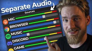Easiest Way to Split Game Audio, Discord, Music in OBS! (without Voicemeeter)