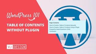 How to create a Table Of Contents (TOC) in WordPress without a plugin