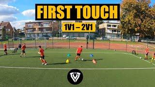 First Touch - 1v1 - 2v1 | Football - Soccer Exercises (U11 - U12 - U13 - U14 - ...)