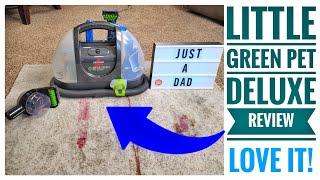 Bissell Little Green Pet Deluxe Carpet Cleaner 3353 Gray / Blue Review  Cleans Chocolate on Carpet