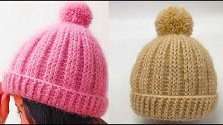 Stripe pattern crochet hat tutorial ,easy to crochet tutorial for beginner.