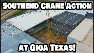 SOUTHEND CRANE ACTION AT GIGA TEXAS! - Tesla Gigafactory Austin 4K  Day 5/10/24 - Tesla Terafactory
