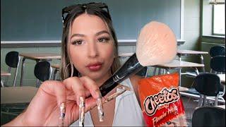 Asmr hot cheeto girl does your makeup fast and aggressive in class