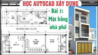 Học autocad xây dựng , #1 Vẽ mặt bằng nhà phố, vẽ mặt bằng kiến trúc