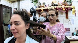 Extraordinario LAVADO y SECADO de CABELLO a cuatro manos en el Barrio Chino de Bangkok ‍️