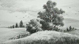 How To Draw Trees In The Nature Landscape Scenery Art || Drawing Tutorial