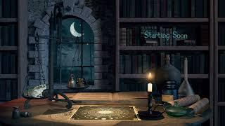 Animated Twitch Stream Overlay, Medieval Magic Room Scene, Dark Academia, Witch, Astrology, Alchemy