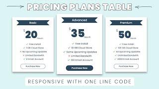 Responsive PRICING PLANS TABLE Webpage Design | WebKitCoding