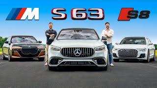 2024 Mercedes-AMG S63 vs Audi S8 vs BMW M70 // Review + Drag Race