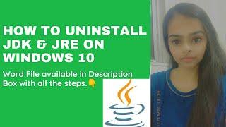 How to uninstall JDK & JRE on Windows 10 |Java Runtime Environment|Java Development Kit | Java