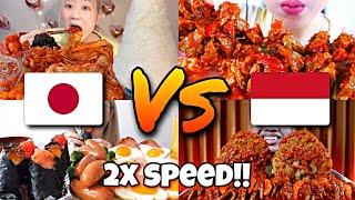 2x speed!!ASMR indonesian Vs Japanese Mukbangers Going Crazy For FoodsFast Motion Eating eating