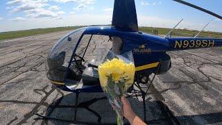 Giving a stranger Flowers from my Helicopter!!