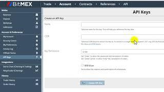 Create API keys BitMEX