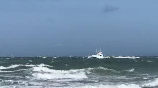 Boat Damaged by rough seas