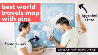 Best World Travel Map with Pins ️  | Level Up Your Home Office