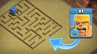 ONE TROOP vs LEVEL 1 MAZE BASE!! - Clash Of Clans