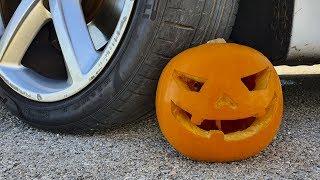 Crushing Crunchy & Soft Things by Car! EXPERIMENT VS HALLOWEEN PUMPKIN !