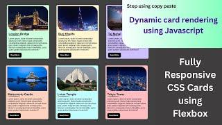 Dynamic Card Rendering using Javascript | HTML CSS responsive cards