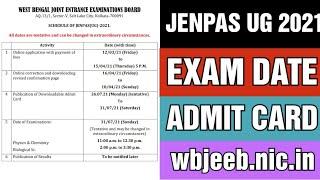 Rescheduled JENPAS UG 2021 Exam Date has Published | Admit Card | WBJEEB