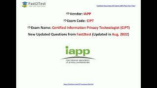 [Aug, 2022] Fast2test CIPT PDF Dumps and CIPT Exam Questions (46-61)