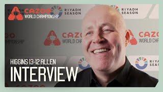 Higgins Reacts to 'Amazing' Crucible Classic vs Allen! | Cazoo World Championship 2024