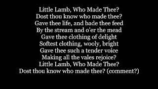 LITTLE LAMB WHO MADE THEE? Hymn William Blake Lyrics Words text trending sing along song music